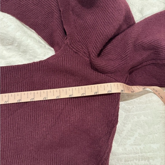 Free People Saffron Fitted Sweater Long Sleeve Pomegranate Wine open back - Picture 6 of 8